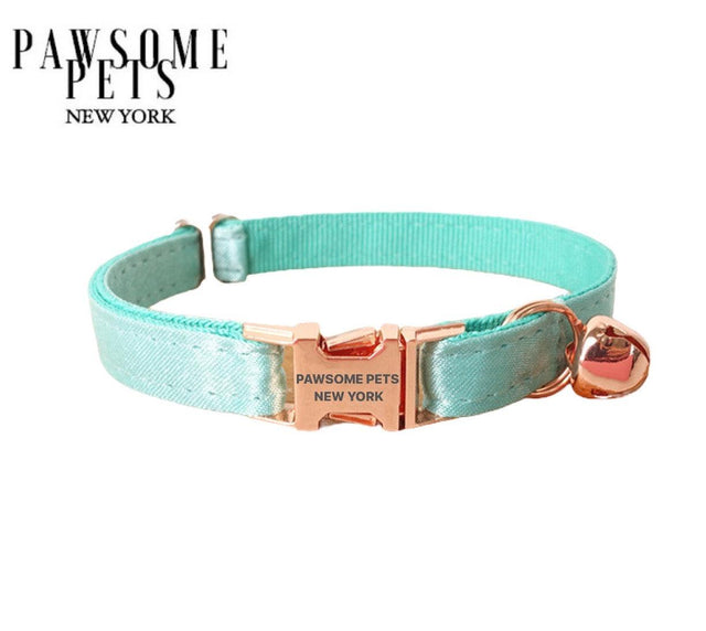 COLLIER POUR CHIEN ET CHAT PETITE TAILLE - VERT MENTHE ARGENTÉ