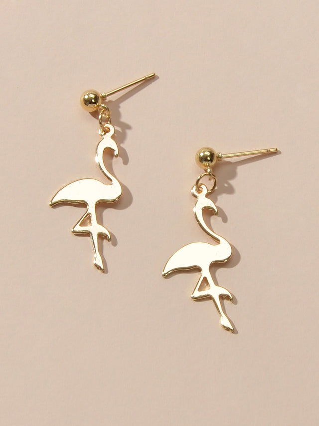 Boucles d'oreilles créateur pendantes flamant rose minimalistes en métal amusantes légères