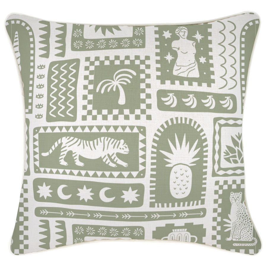 Housse de coussin-Avec passepoil-Naxos Sauge-45cm x 45cm