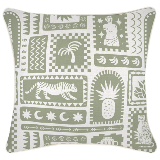 Cushion Cover-With Piping-Naxos Sage-45cm x 45cm