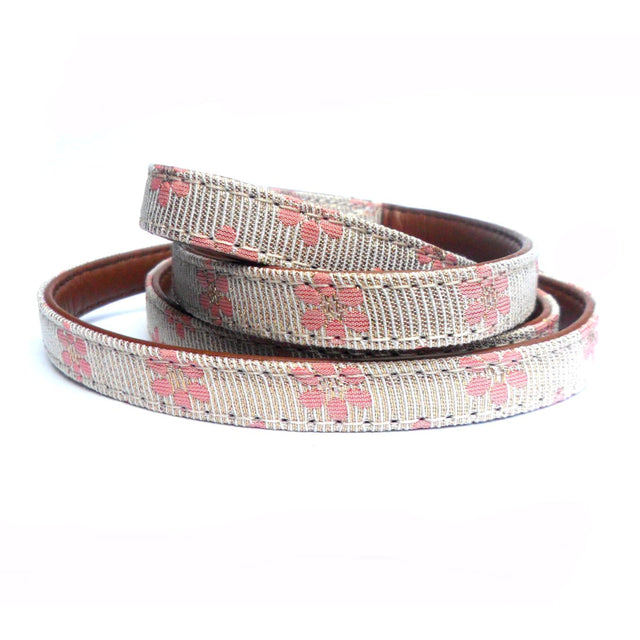 Laisses pour chien en tissu à fleurs - Rose