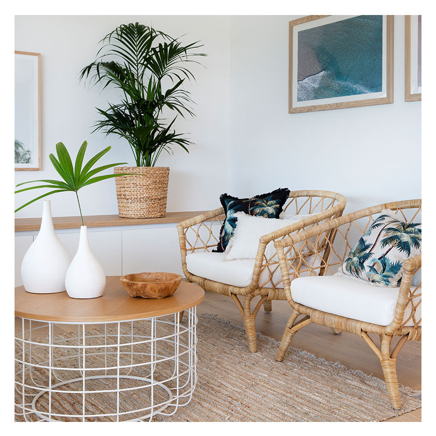 Cushion Cover-Coastal Fringe-Palm Trees Natural-45cm x 45cm