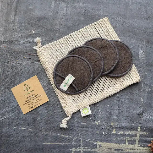 Disques démaquillants réutilisables en coton - Charbon de bambou