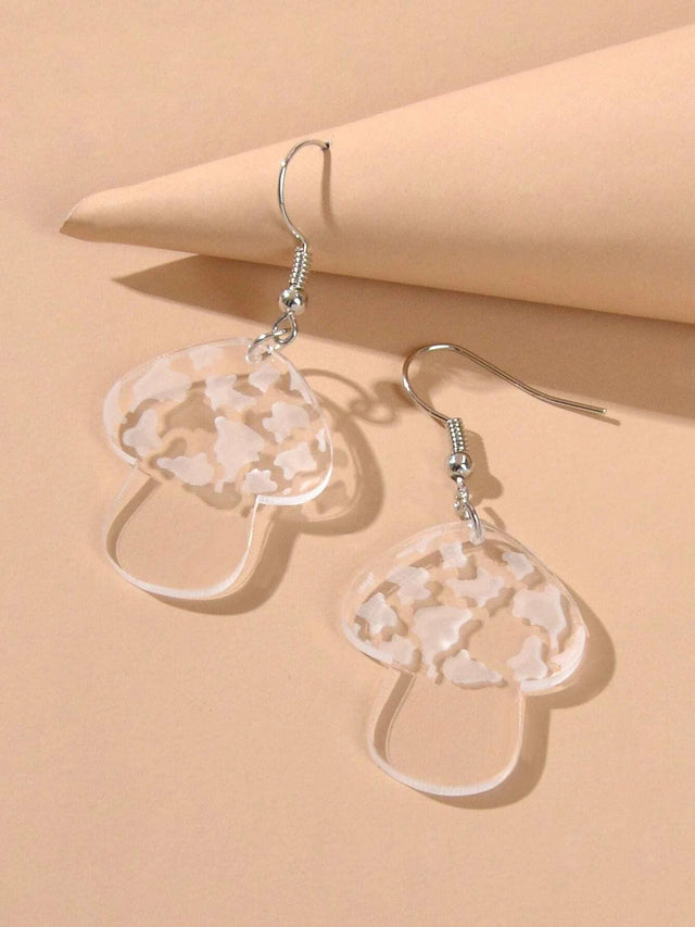 Boucles d'oreilles pendantes en forme de champignon en acrylique transparent, accessoires pour femmes