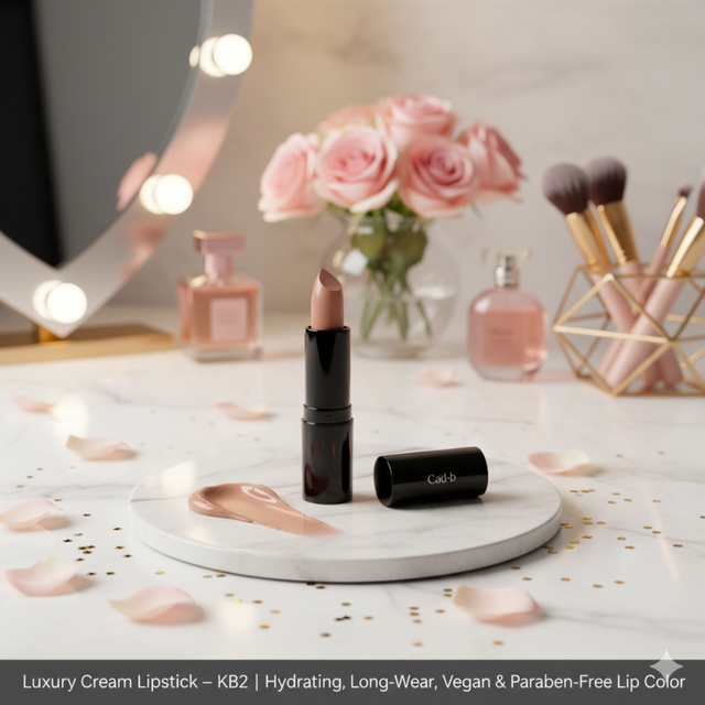 Rouge à lèvres crème de luxe – Naughty Nude – KB2 | Couleur hydratante, longue tenue, vegan et sans paraben